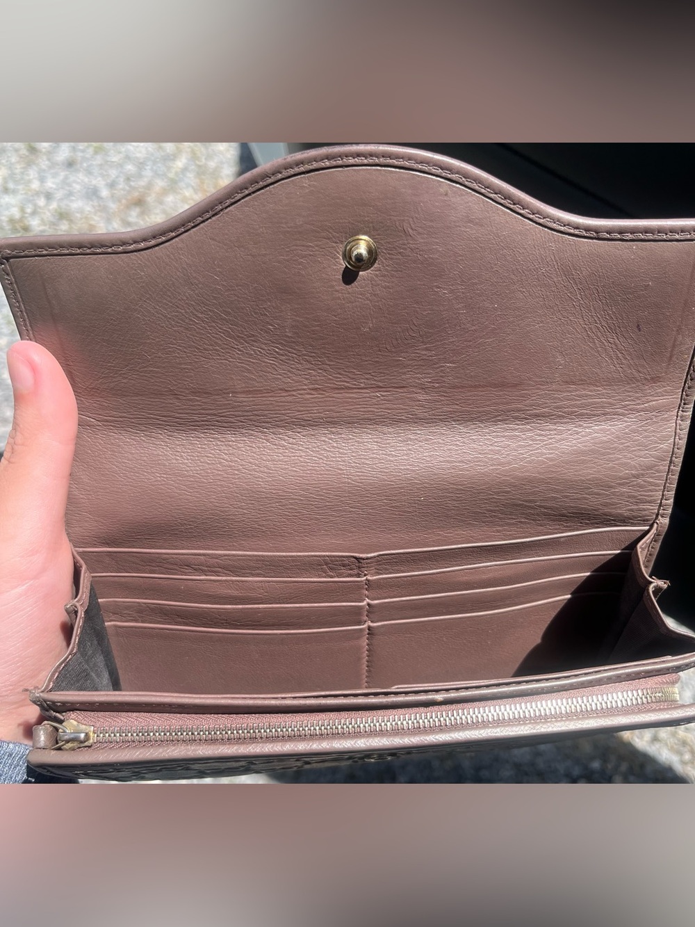 Gucci Guccissima Continental Wallet Taupe Brown Leather Authentic - Picture 5 of 10